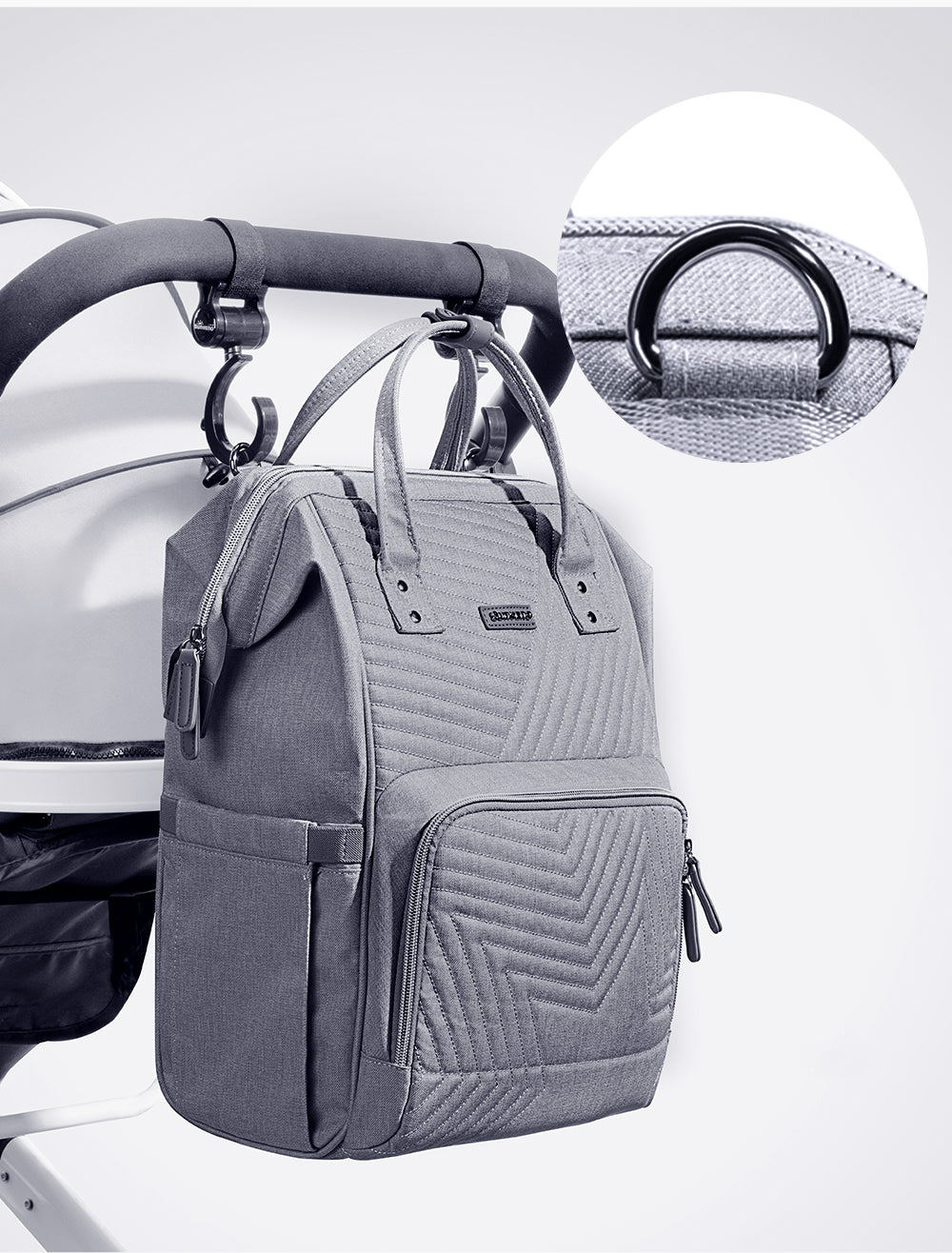 Diaper Bag Backpack for Moms | Large Capacity, Lightweight | Grey, Blue & Pink