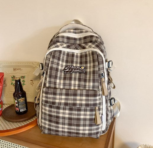 Large Capacity Canvas Checkered Outdoor Mommy Bag