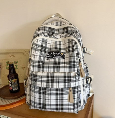 Large Capacity Canvas Checkered Outdoor Mommy Bag
