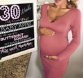 Solid Color V-Neck Maternity Dress