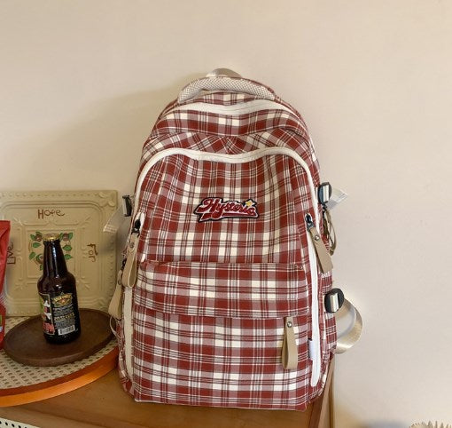 Large Capacity Canvas Checkered Outdoor Mommy Bag