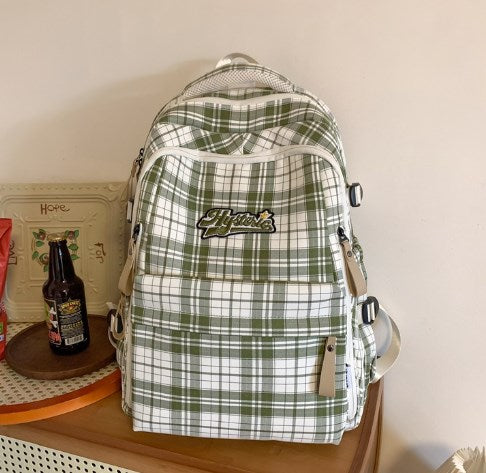 Large Capacity Canvas Checkered Outdoor Mommy Bag