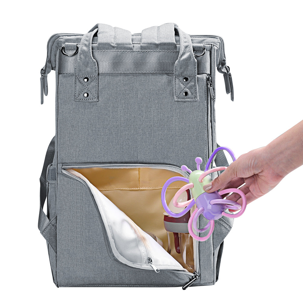 Diaper Bag Backpack for Moms | Large Capacity, Lightweight | Grey, Blue & Pink