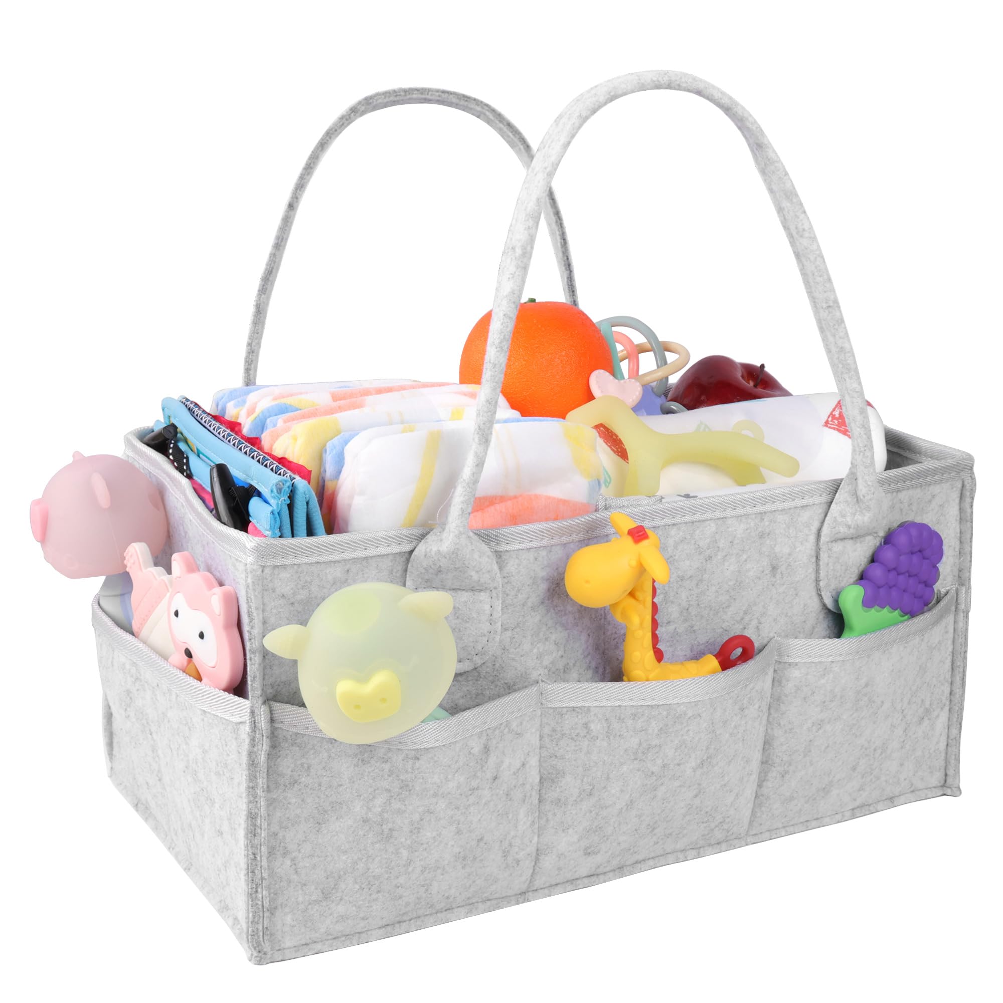 Diaper Caddy Organizer | Felt, 15" with Dividers & Handle | Baby Shower Gift